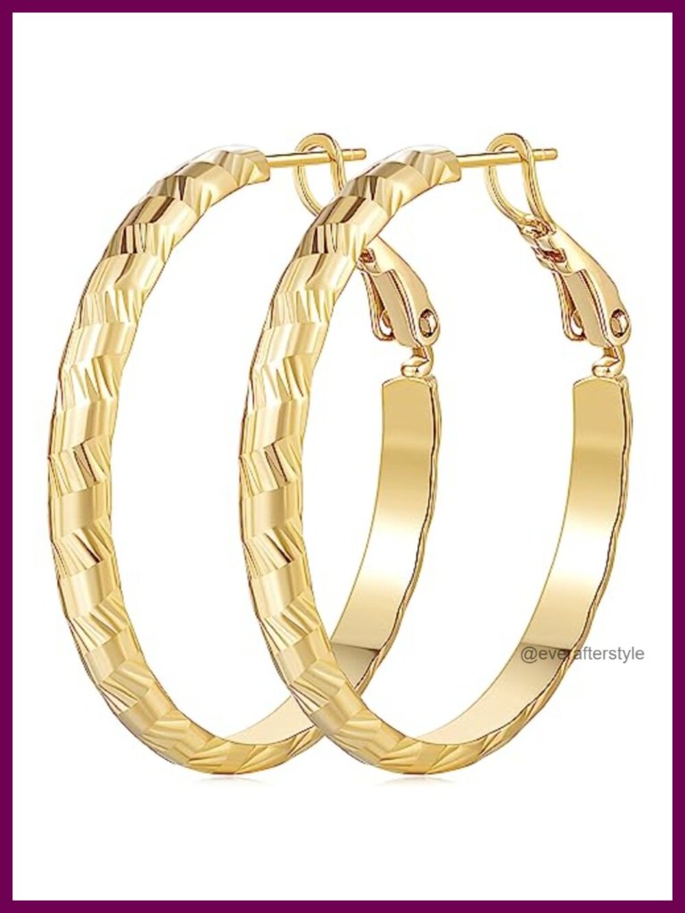 14K Gold Plated Hoop Earrings 33mm Paddle Back Women Jewelry